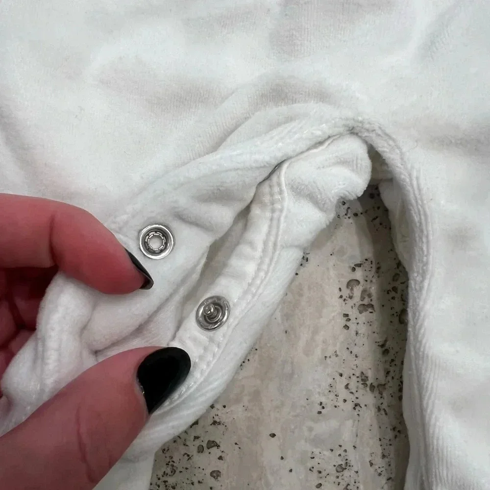 Ralph Lauren Soft Cream Velvet Footie Pajamas